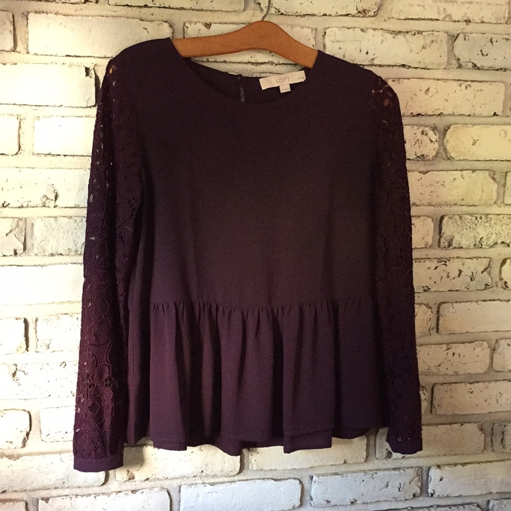 Loft plum lace peplum top